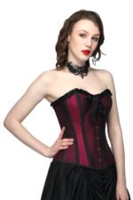 Burgundy Lily Taffeta Over Bust Corset - Image 2
