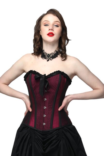 Burgundy Lily Taffeta Over Bust Corset