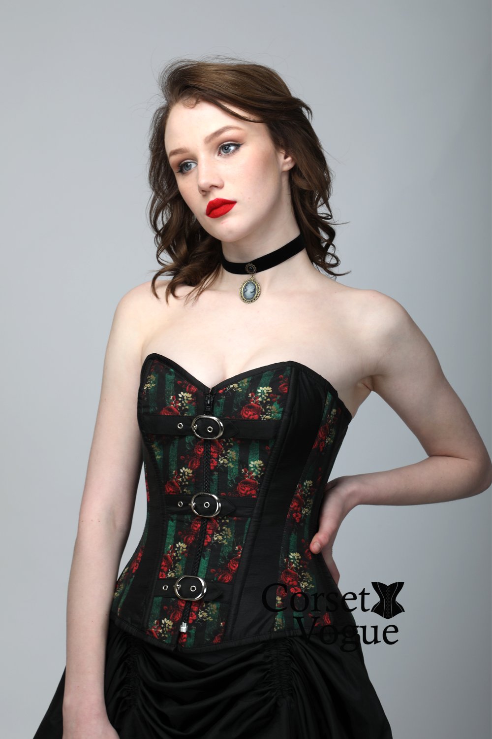 Copy of CV_51_Corset_vogue_side (1) Gothic Printed OverBust Corset