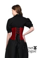 Maroon Velvet Underbust Corset - Image 3
