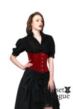 Maroon Velvet Underbust Corset - Image 2
