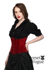 Maroon Velvet Underbust Corset - Image 4