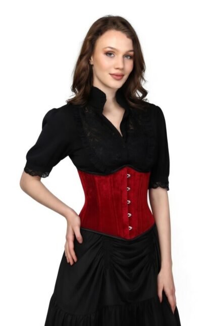 Maroon Velvet Underbust Corset