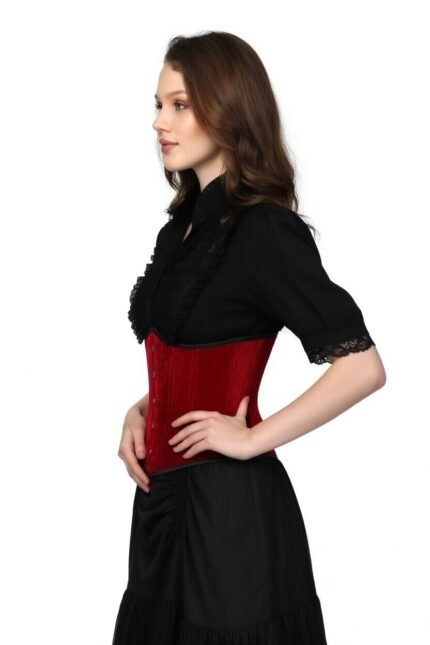Maroon Velvet Underbust Corset