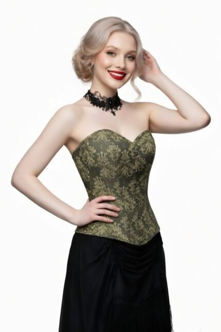 Damask Printed Waist Trainer Overbust Corset