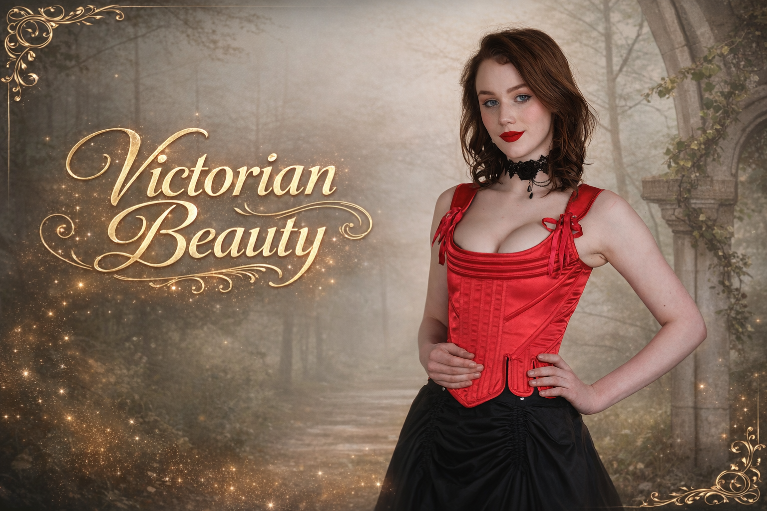 Victorian elegance in misty garden