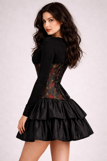 Rose Printed Under Bust Corset