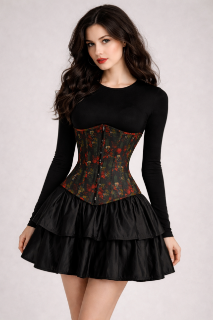 Rose Printed Under Bust Corset