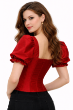 Red Corset Top for Women with Sleeves