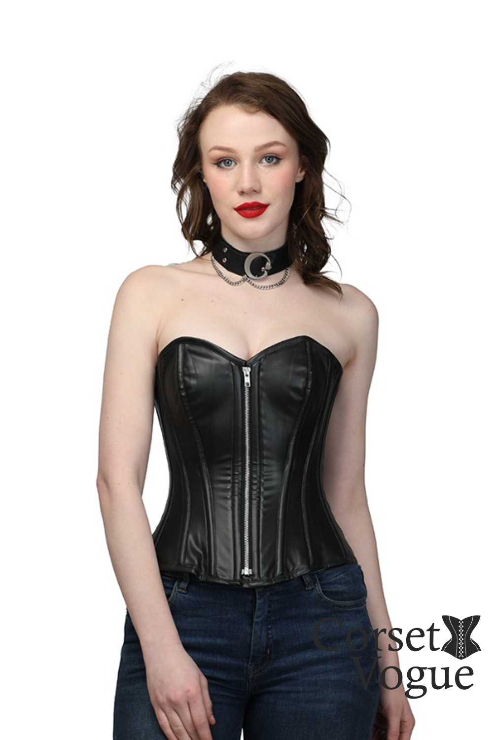 Faux Leather Steel Boned Corset (2) Faux Leather Steel Boned Corset