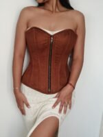Classy Corset Rock your style with our Brown Leather Under bust Corset - Image 9